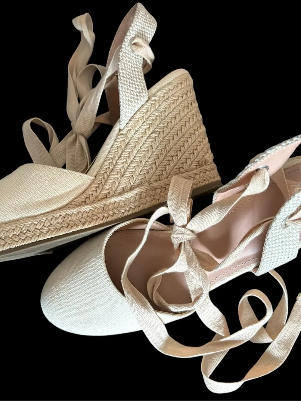 ZBY-Ivory Lace-Up Espadrille Heels-size 8